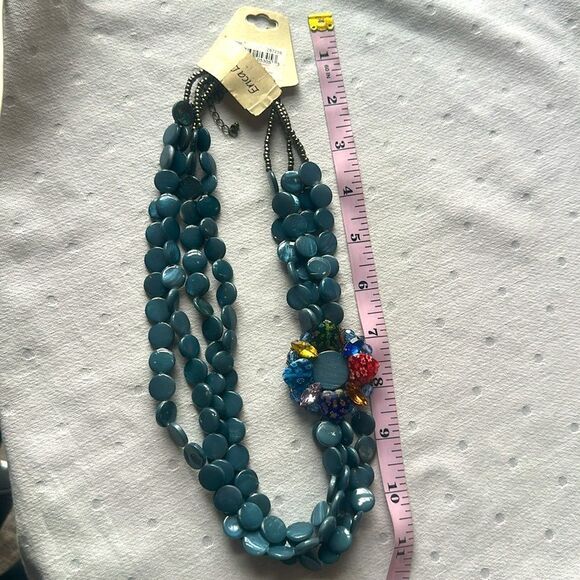 Erica Lyons Elegant Blue Beaded Necklace with Floral Accent! - Picture 7 of 7